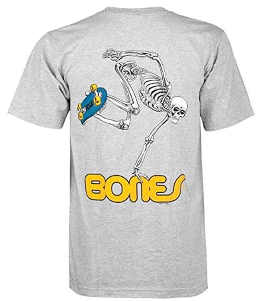 POWELL、BONES Ｔシャツ Powell-Peralta Shirts Men Skateboard Skeleton T-Shirt-Grey